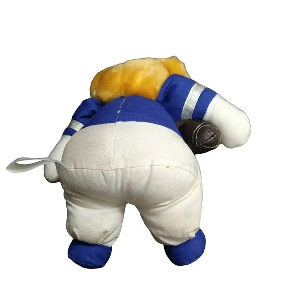 Vintage Hugfun Football Bear Plush Stuffed Animal Toy Age 5 and Up Blue 7 inch - Picture 3 of 7